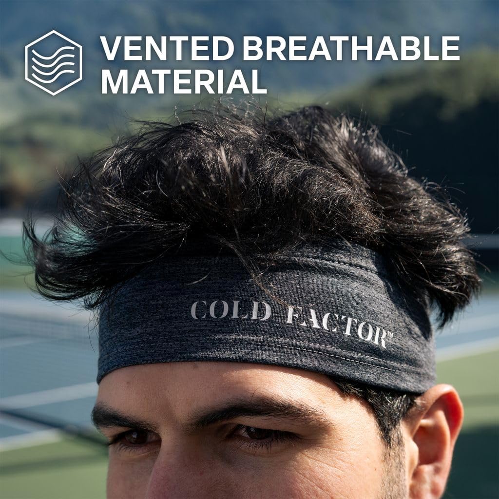 Cold Factor Vented Headband - Moisture Wicking Sport Headband for Men & Women - Non-Slip, Breathable, Four-Way Stretch, Odor-Resistant with Reflective Accents for Running, Gym, Cycling