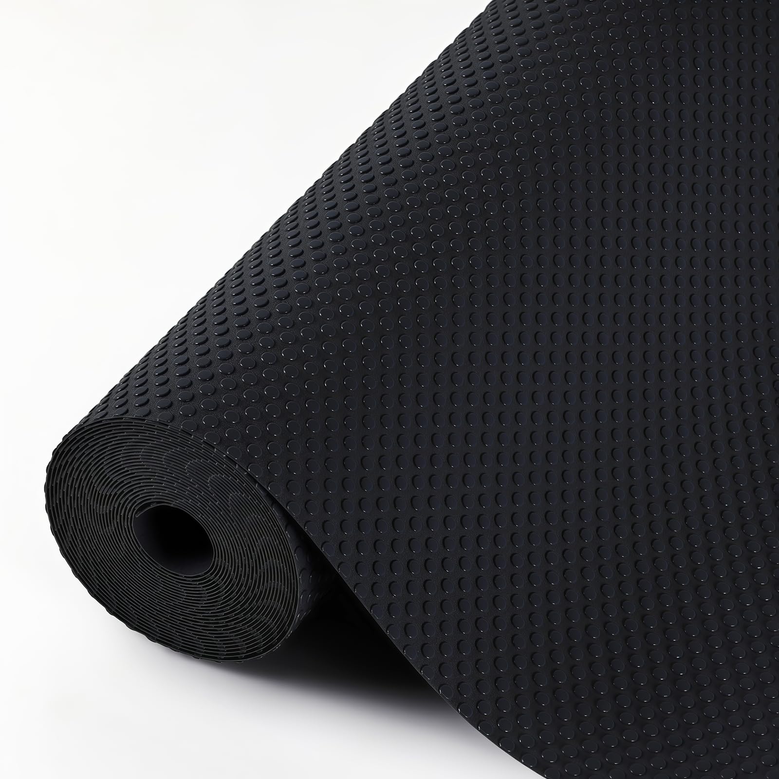 Hersvin Schubladenmatte 44.5cmx500cm Schubladeneinlage Eva Schrankpapier Nicht Klebende Wasserfest Unterlage Teppich für Küchenschränke Regalschrank (Schwarz Punkt)