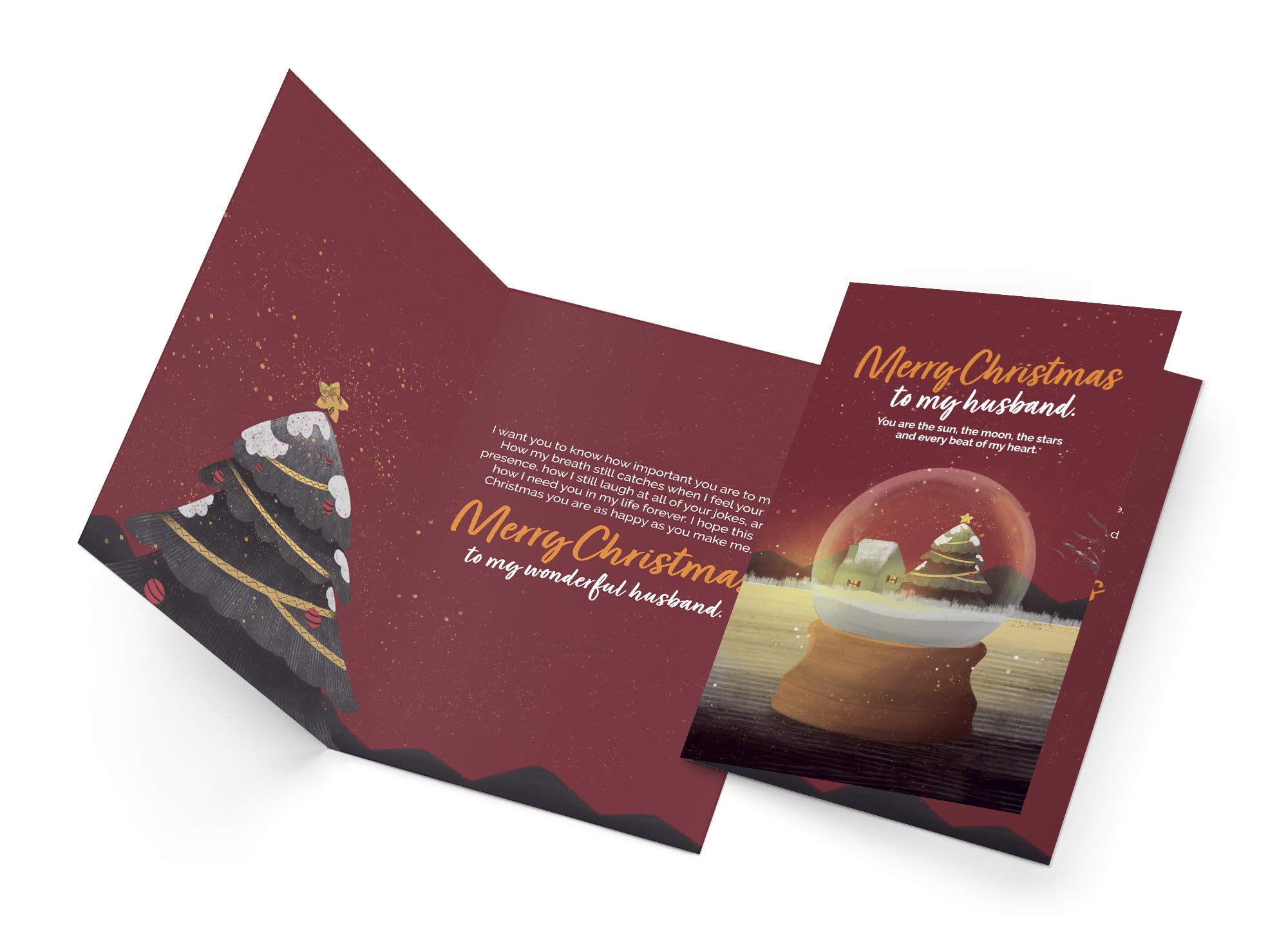 Prime Greetings Husband Christmas Card - Blank Inside, Made In USA, Eco-Friendly