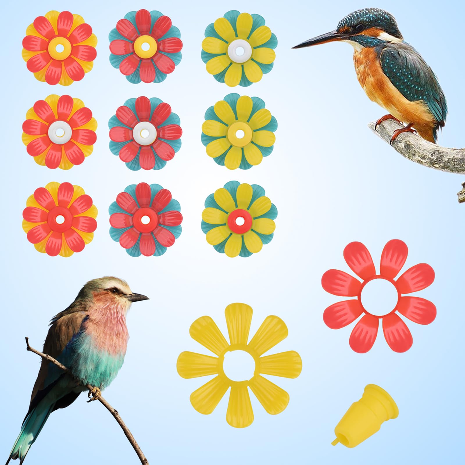 Parti di Mangiatoia Per Colibrì, 30 Pezzi di Fiori di Ricambio Per Mangiatoia Per Colibrì, Parti di Ricambio Per Mangiatoia Gialla Per Mangiatoie Sospese, Accessori Unici Sostituibili(Bianco