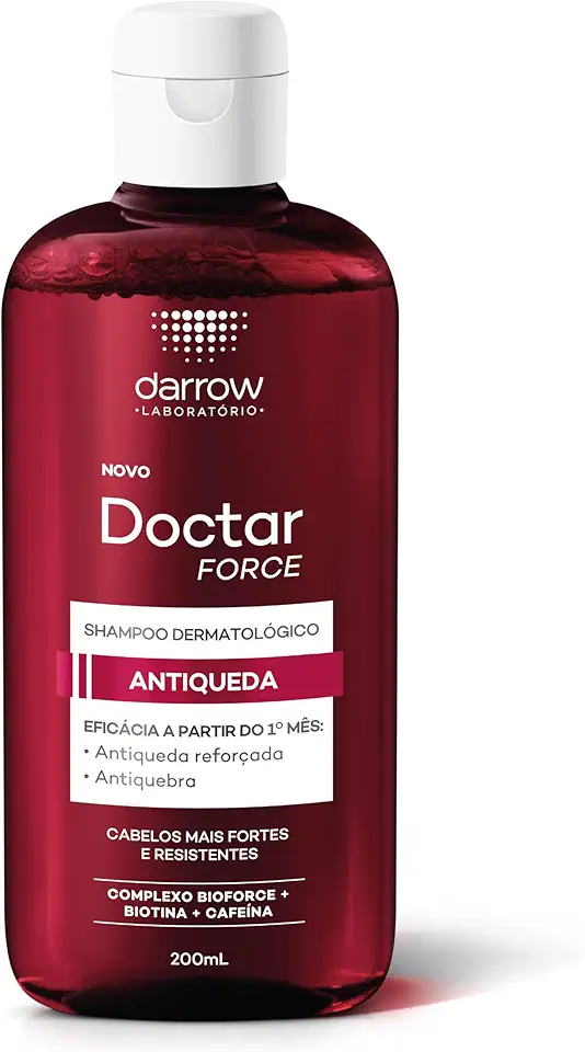 Darrow Doctar Force Shampoo Dermatológico Antiqueda com Complexo Bioforce, Biotina e Cafeína para Cabelos Mais Fortes e resistentes. Eficácia a partir do 1° mês: antiqueda reforçada e antiquebra, 200ml