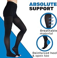 Vista 10 de Absolute Support - Medias de compresión opacas con puntera abierta, firme apoyo, 20-30 mmHg, M