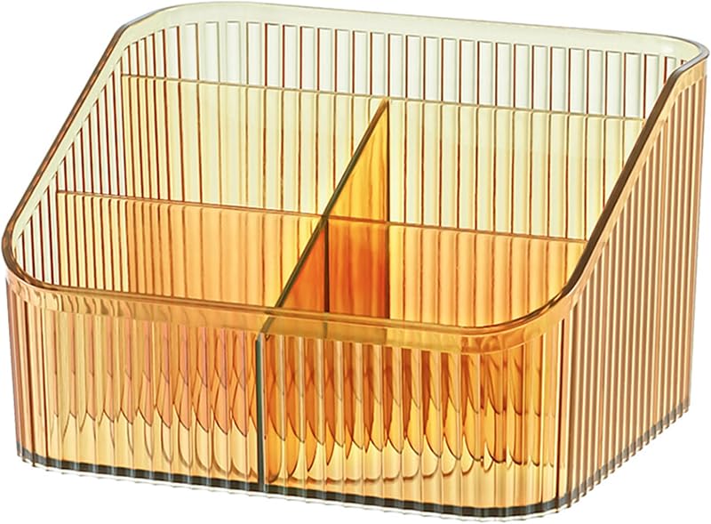 Organizador de cosméticos Freebirdly com 5 compartimentos, plástico PET, amarelo, modelo LSP-Y