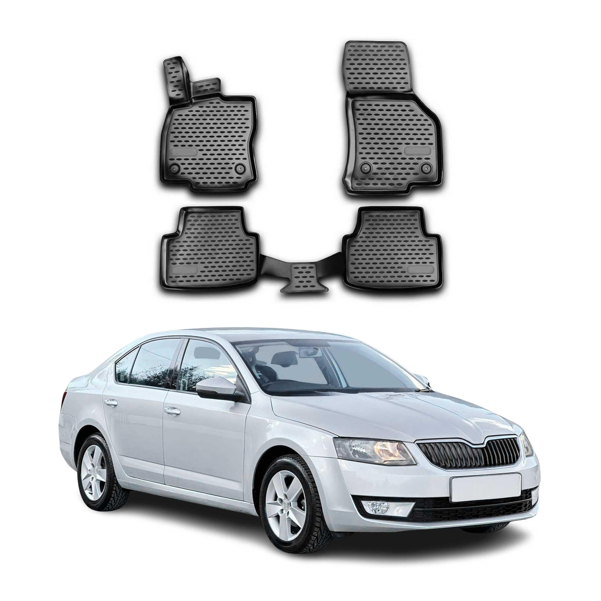 OMAC Dywaniki Gumowe Dywaniki Pasujące do Skoda Octavia 2013-2020 TPE Dywaniki Samochodowe Czarny 4X