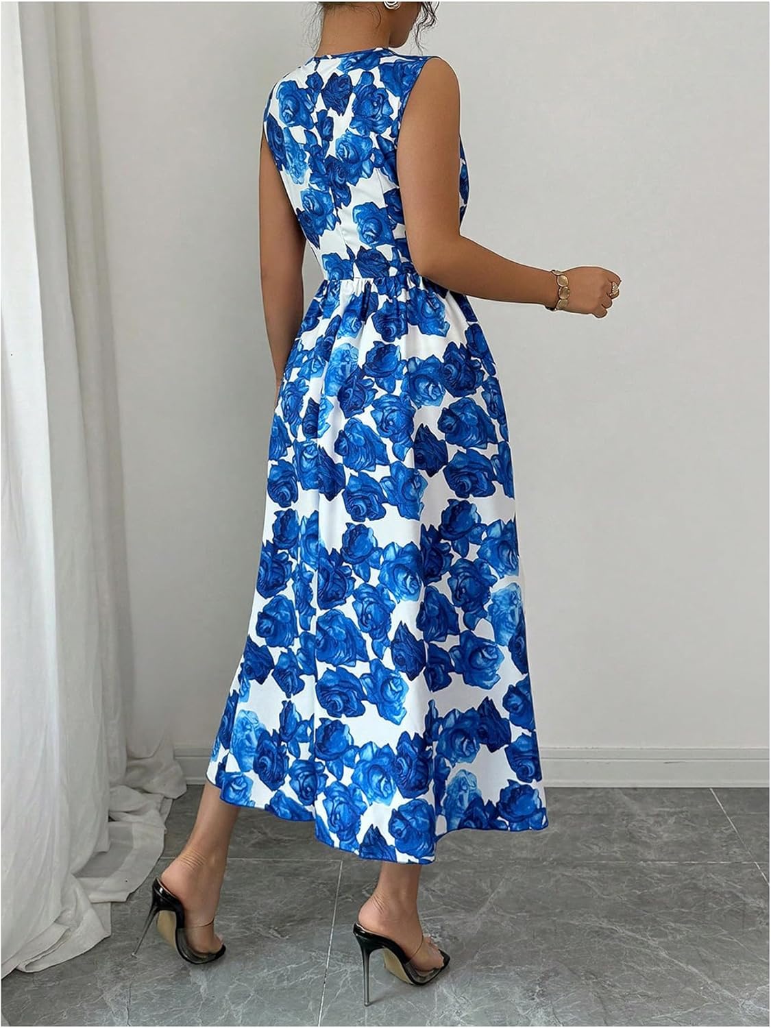 Floerns Women's Floral Tank Boho Midi Dress Sleeveless Ruffle Beach A Line Dresses - Image 3