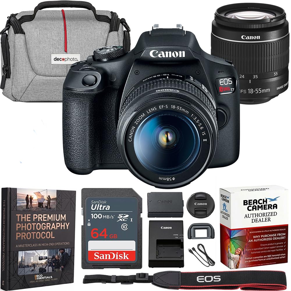 Canon EOS Rebel T7 DSLR Camera with EF-S 18-55mm F3.5-5.6 is II Lens Bundle