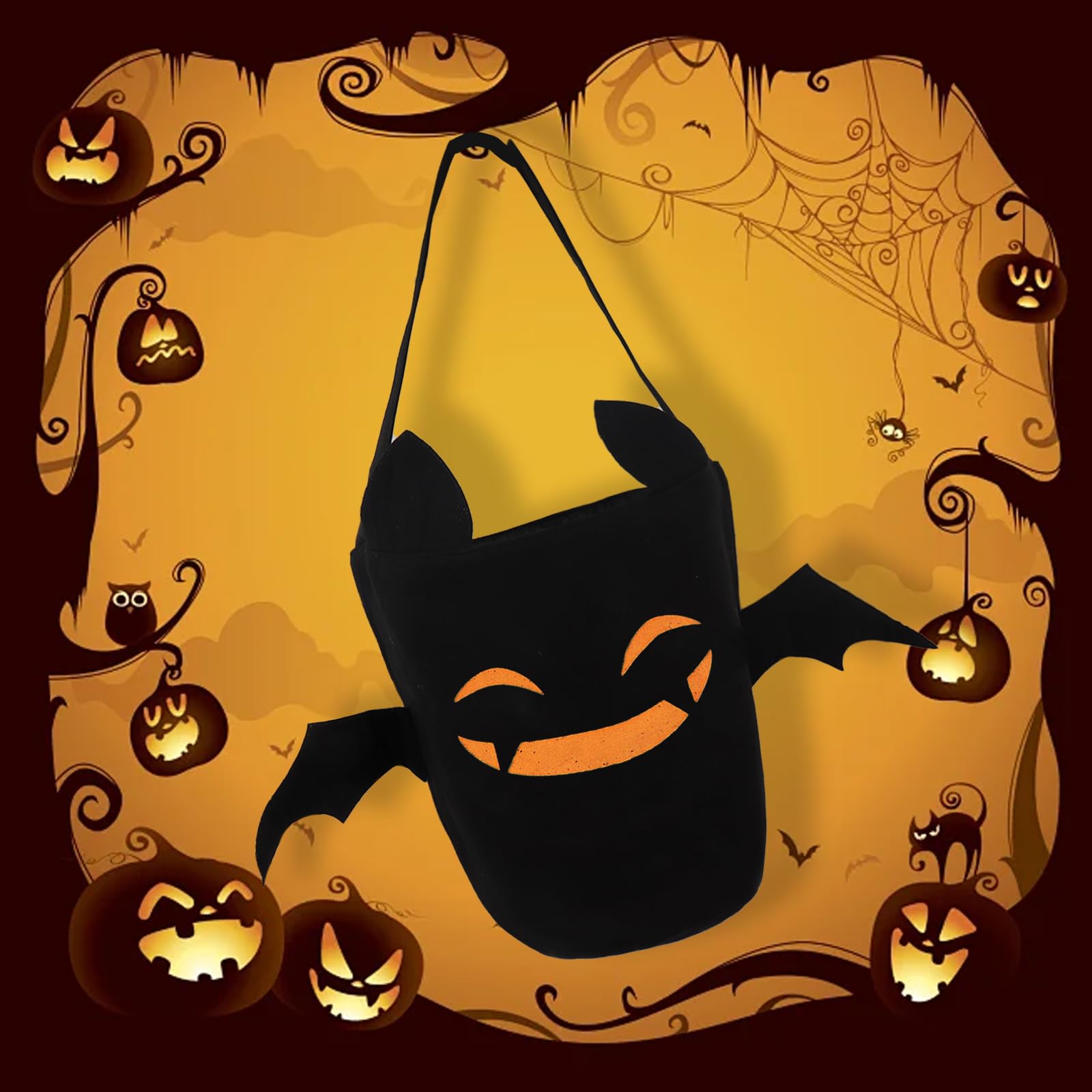 Wiadra halloweenowe na cukierek albo psikus dla dzieci, upiorny kosz na cukierki nietoperz wielofunkcyjne przenośne wiadro wielokrotnego użytku
