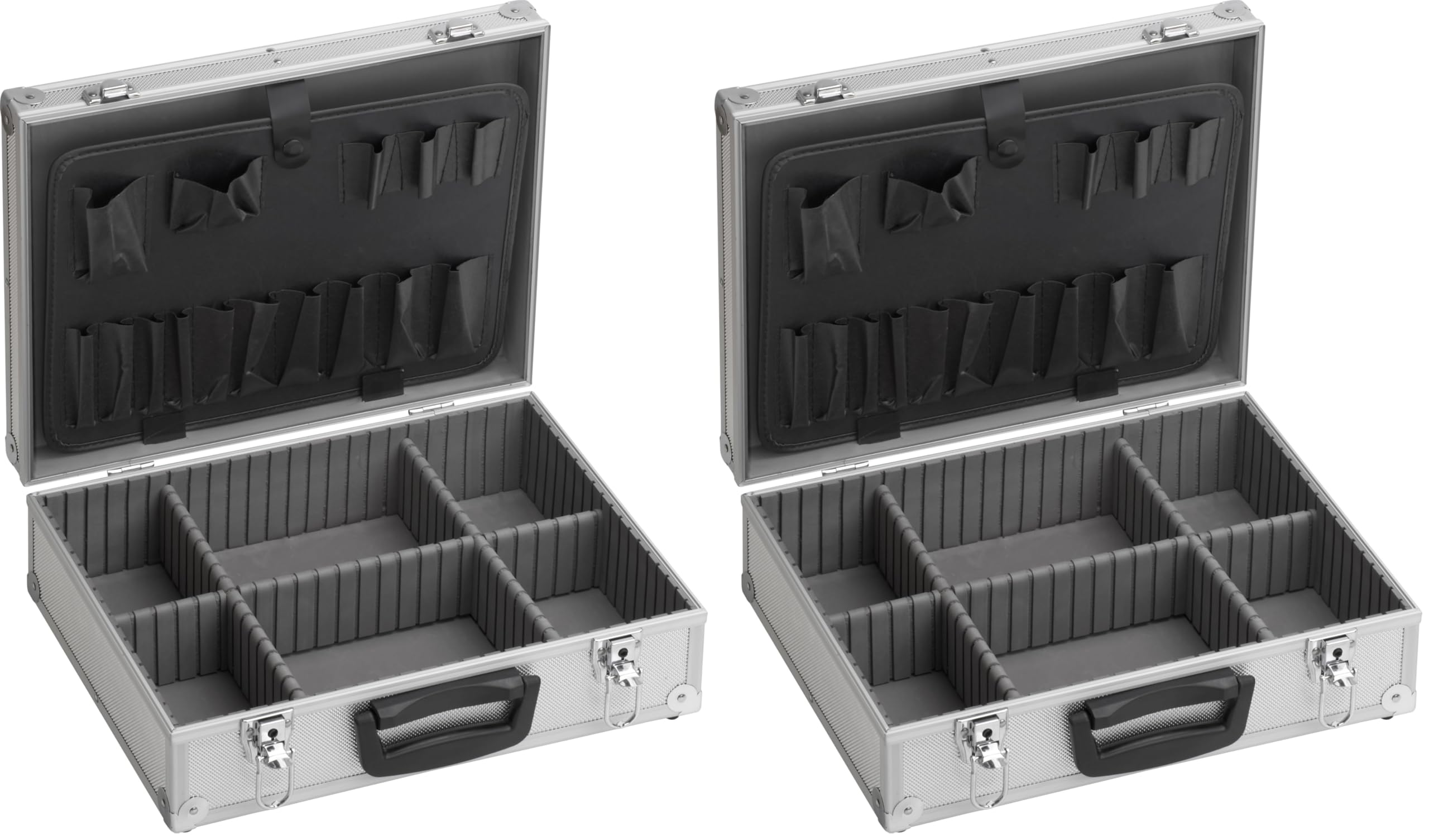 Mallette à outils vide en aluminium Meister 9095330 395x300x130 mm rangement modulable lot de 2