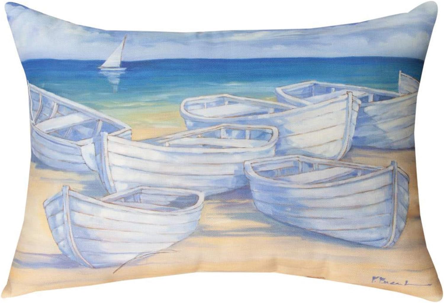 Throw Pillows White ROWBOATS Indoor Outdoor Oblong Pillow