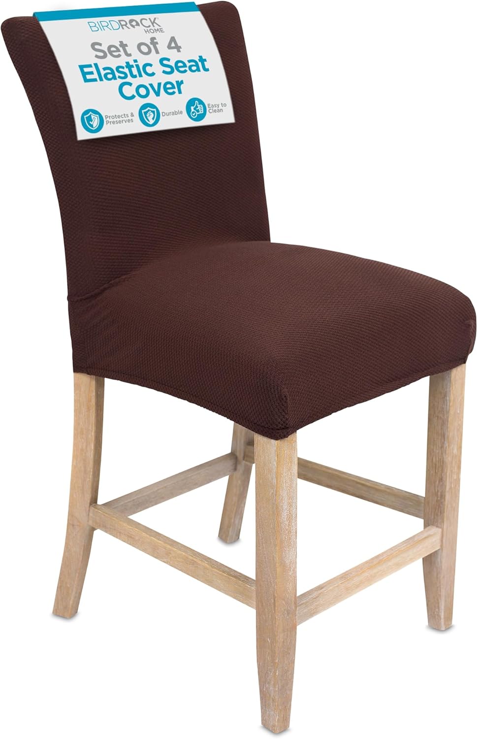 Internet's Best Stretch Dining Room Chair Covers - Set of 4 - Elastic Slipcovers Seat Cushion Protector for Dining, Kitchen, Bedroom Chairs - Washable and Durable Fabric - Easy Clean - Coffee