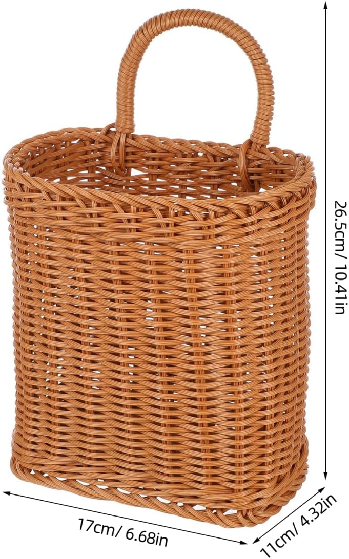 MAGICLULU 1Pcs Kitchenware Hanging Basket Wall Hanging Flower Baskets Front Door Hanging Basket Woven Hanging Basket Tableware Plant Basket 11 x 6.68 x 4.32inch