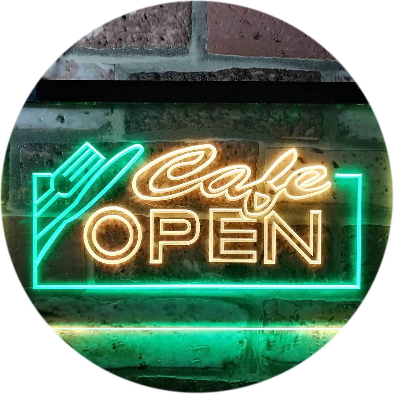 ADVPRO Open Cafe Restaurant Business Dual Color LED Neon Sign Green & Yellow 24" x 16" st6s64-i0011-gy