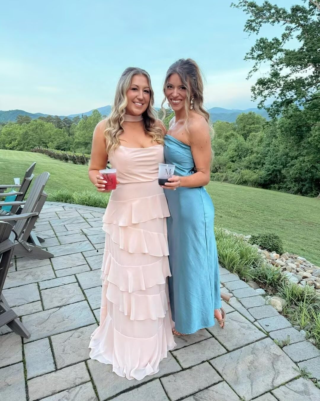 Halter Tiered Chiffon Bridesmaid Dresses for Women Long Strapless Wedding Guest Dress L01010 - Image 6