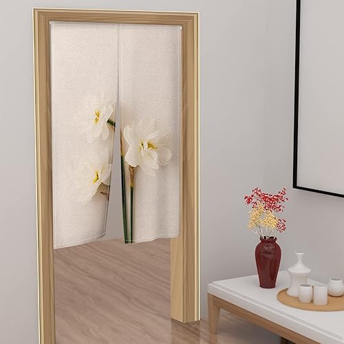 Leowefowa Noren - Cortina japonesa para puerta con tratamiento de ventana, cortina de puerta con estampado de flores floridas, para decoración de