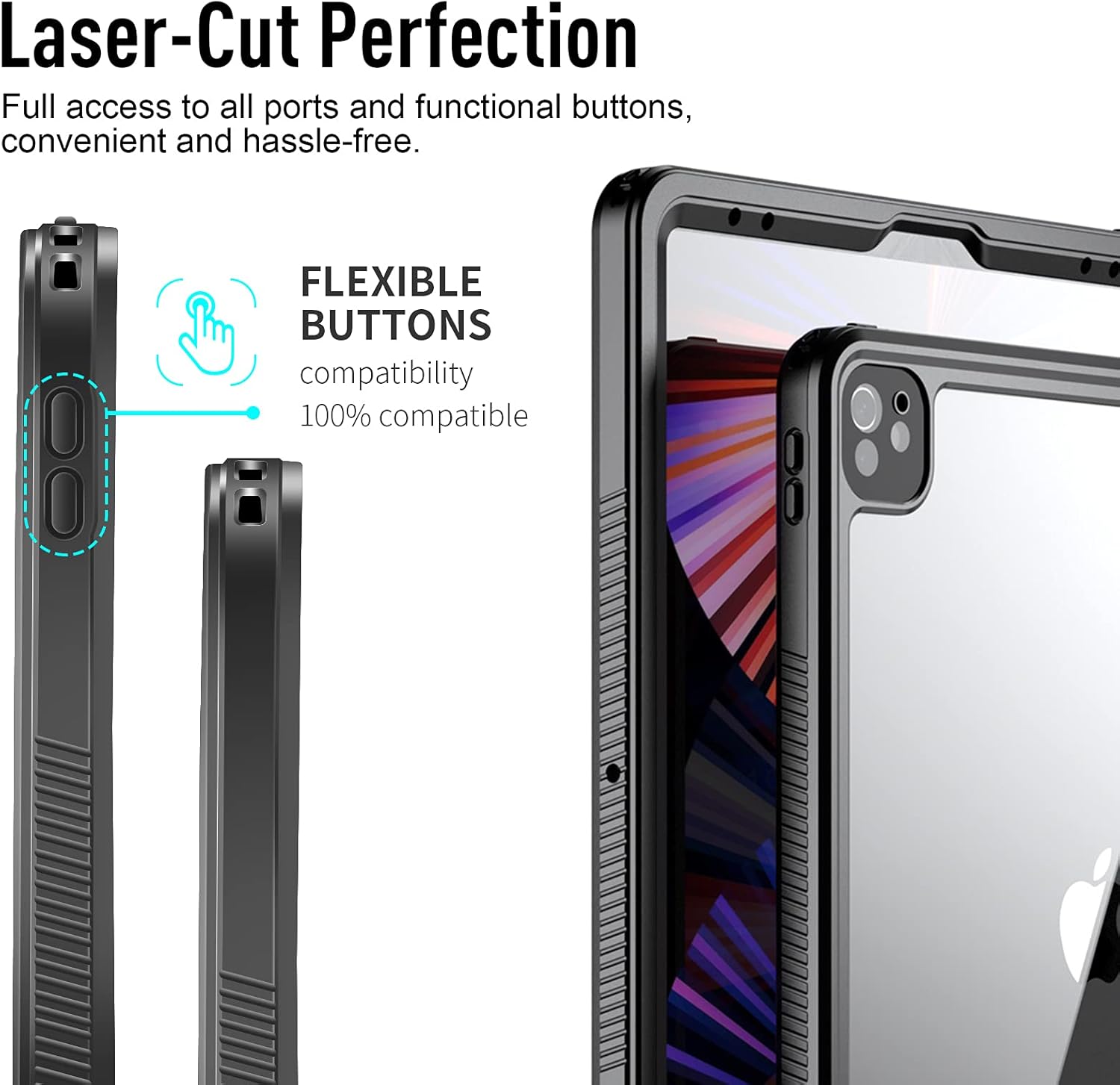 AICase iPad Pro 12.9 inch 2021 Gen 5 Waterproof Protective Dustproof Shockproof Cover with 360 Full-Body Protection, with Lanyard and Kickstand - Image 2