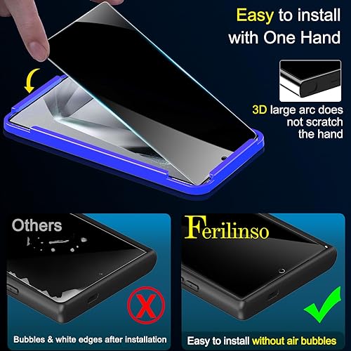 Miniatura 5 de Ferilinso Paquete de 4 protectores de pantalla de privacidad para Samsung Galaxy S24 Ultra con 4 protectores de lente de cámara de vidrio templado
