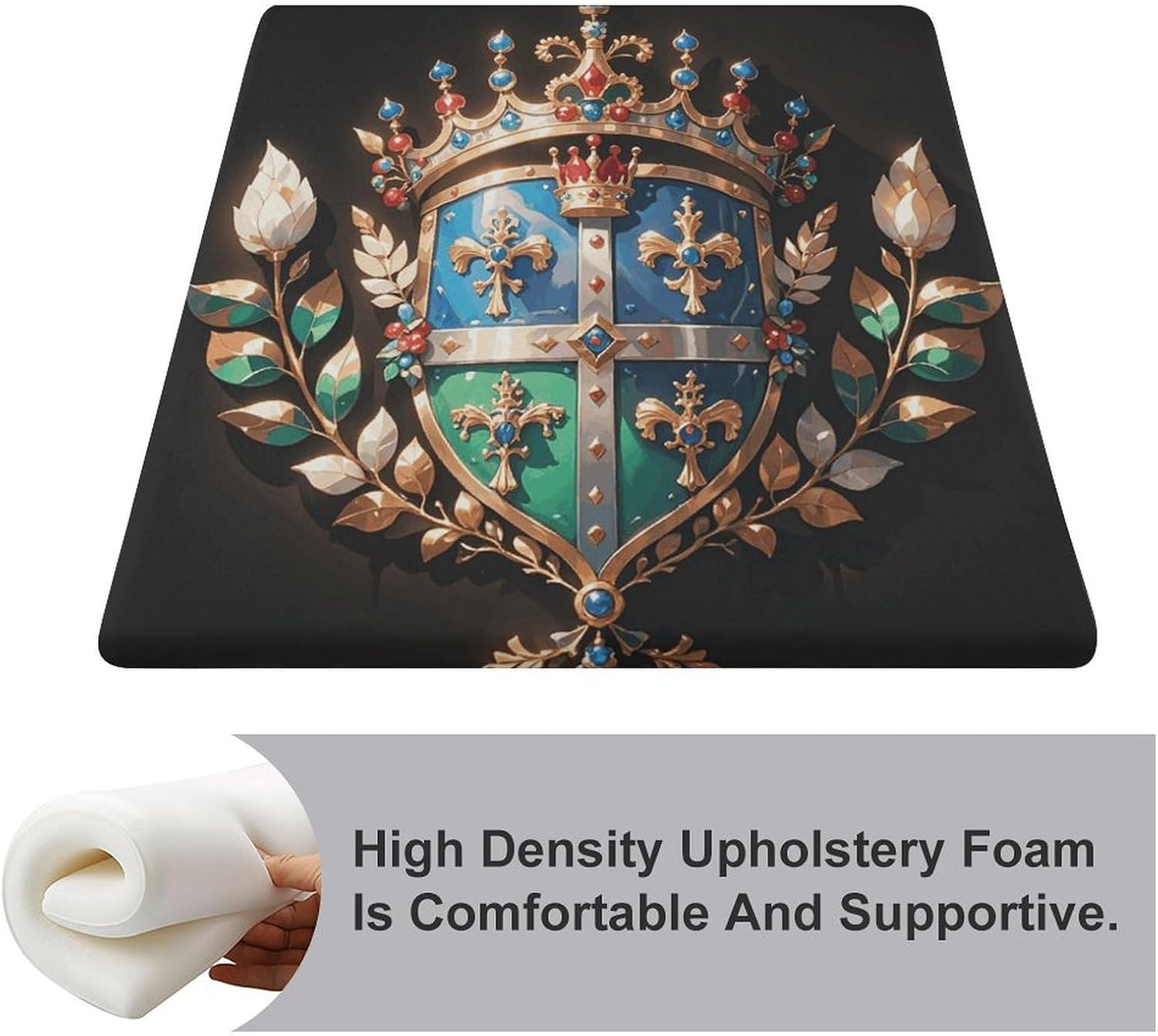 Royal Flower And Crown Tiara Degrees of Comfort Meditation Floor Pillow, Square Large Pillows Seating for Adults, Tufted Corduroy Cushions for Outdoor Yoga Tatami Fireplace Living Room 15x15 Inch