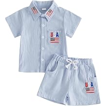 Toddler Baby Boy 4th of July Outfit USA Short Sleeve T Shirt American Flag Shorts Summer Infant Clothes Set