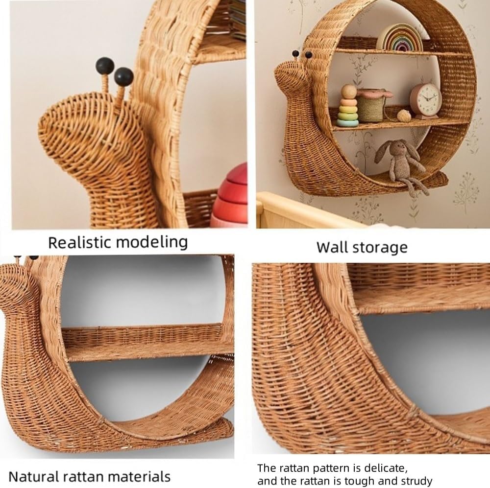 Rattan Wall Shelf, Wicker Shelves for Wall, Hanging Shelves for Bathroom, Bedroom, Decorative Rattan Shelves for Storage and Display