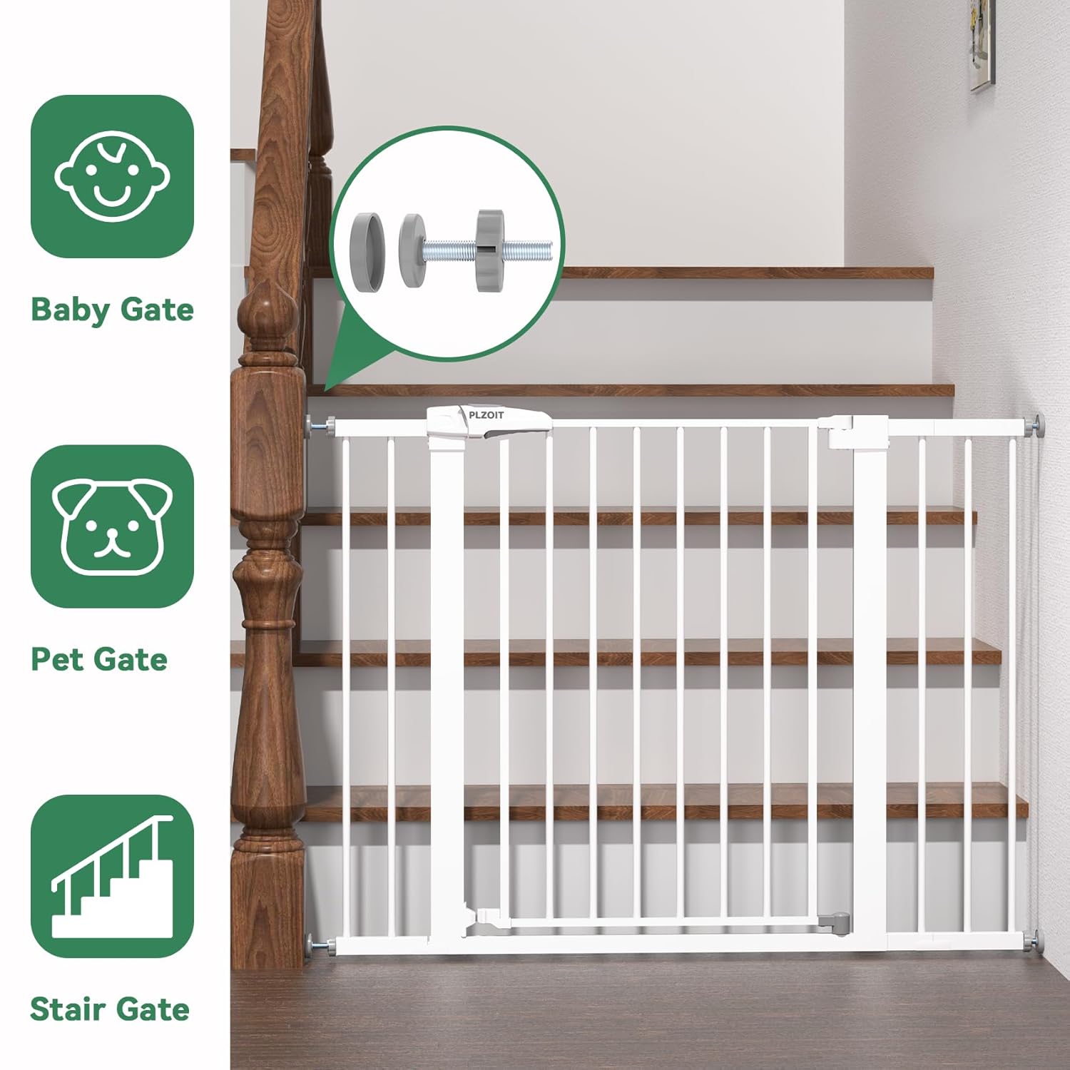 4Pcs Baby Gate Threaded Spindle Rod M10 (10mm), Replacement Bolt Part for Baby, Dog Pressure Mounted Safety Gates 2.75"(7cm) Long