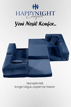 Sofya Büyük Köşe | Aktivite Koltuğu | Oyun Koltuğu | Sünger Koltuk | Sinema Koltuğu. 270x180 CM (Lacivert)