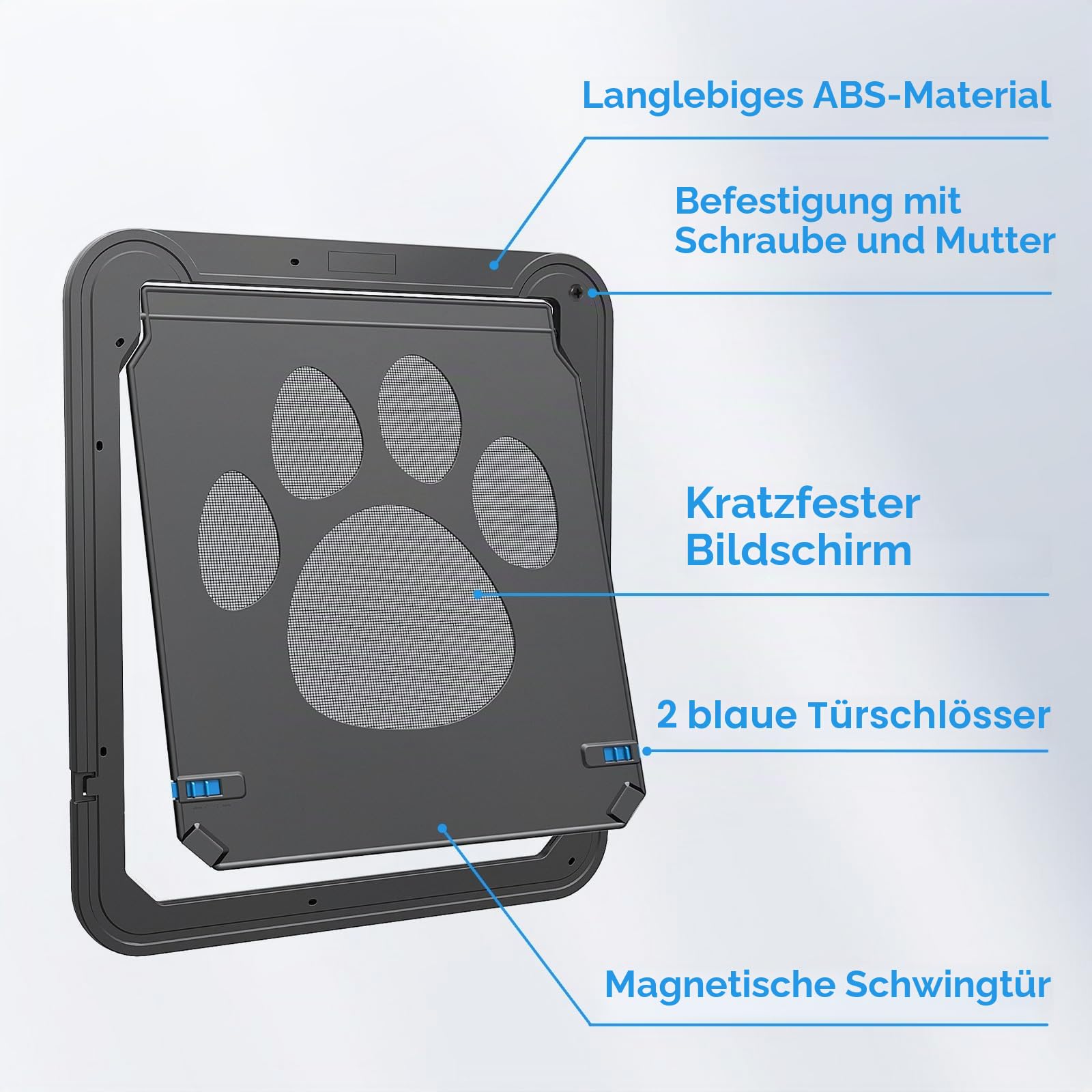 NAMSAN Haustierklappe Fliegengitter mit Fenster Katzenklappe Fliegengittertür Abschließbar Hundeklappe für Katzen/Welpen Hunde
