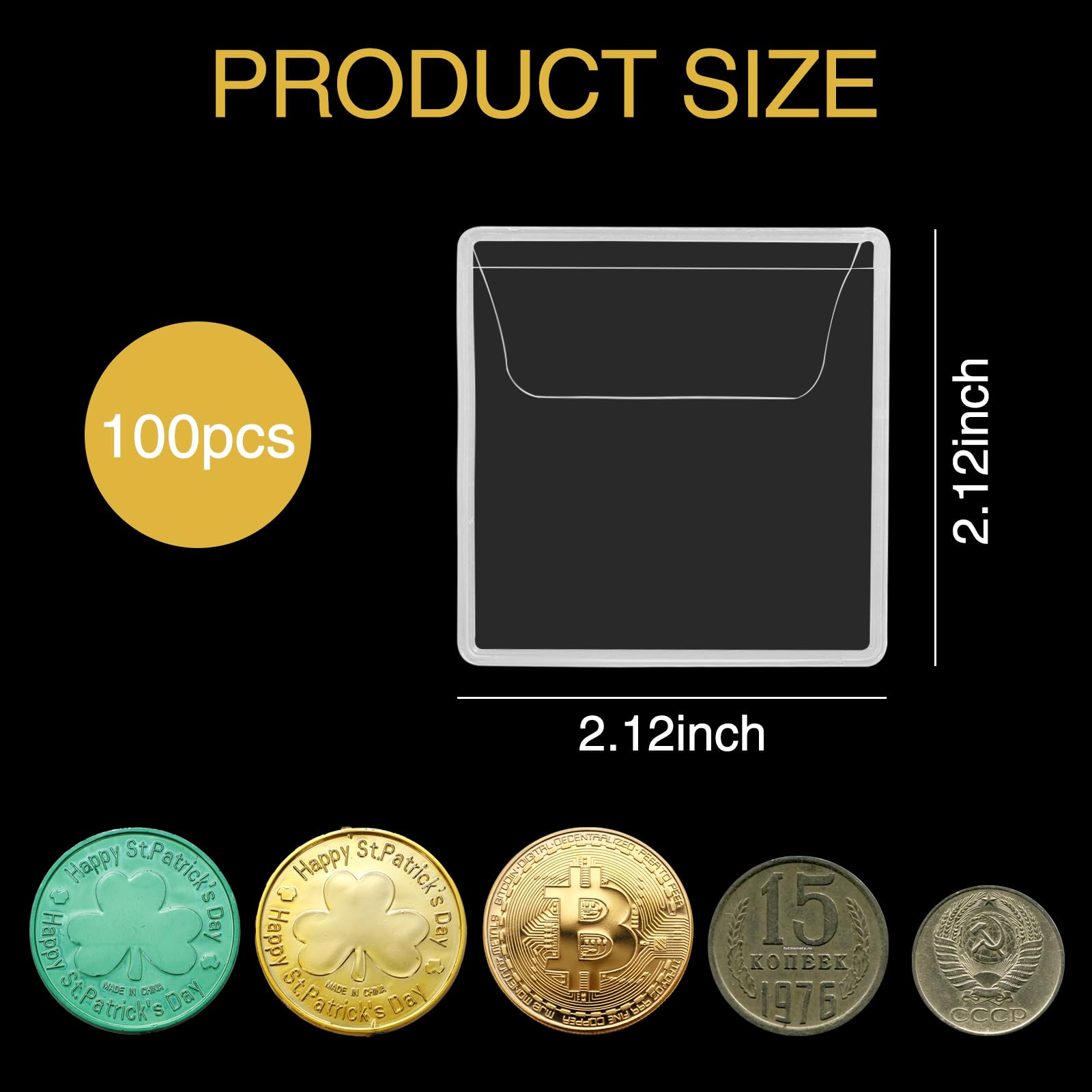 100 PCS Plastic Coin Sleeves, 2.1 Inch PVC Coin Protectors for Collectors, Anti-Oxidation Storage Bags for Coins, Jewelry, and Small Items