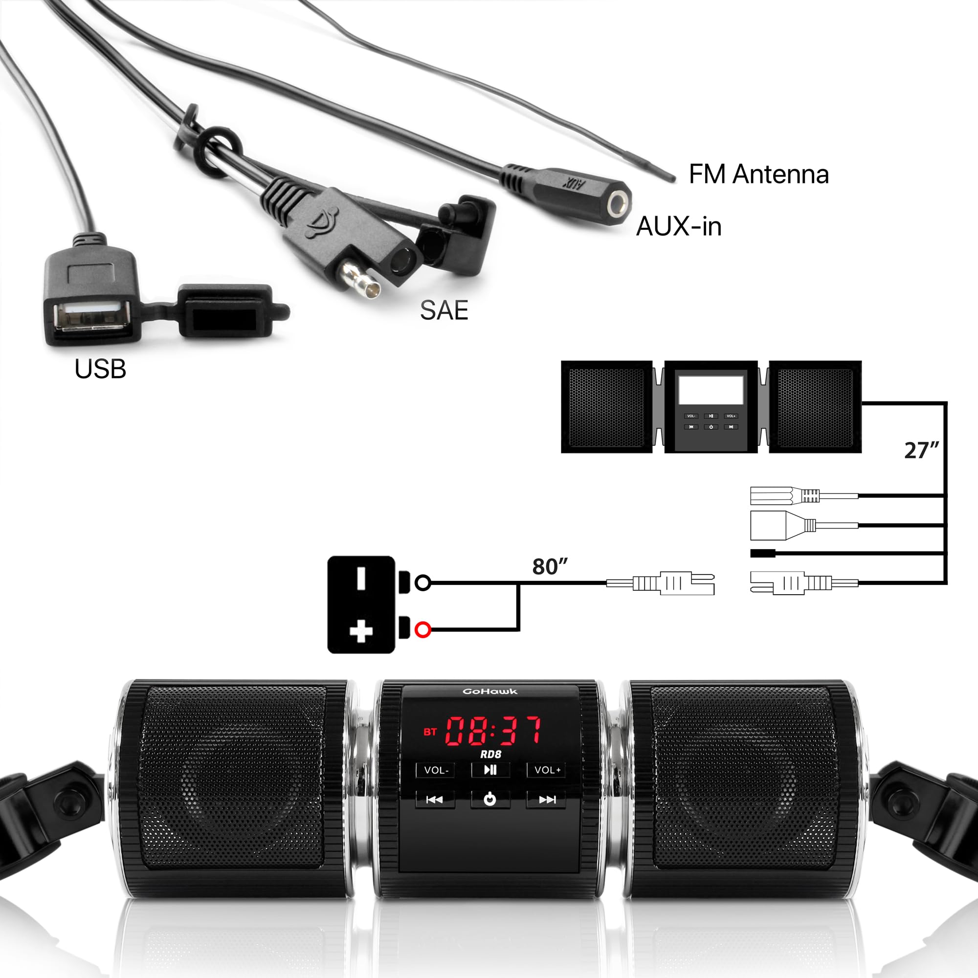 Altavoces Bluetooth Para Moto – Impermeables, Montaje En Manillar | Con USB, TF Y Control Remoto