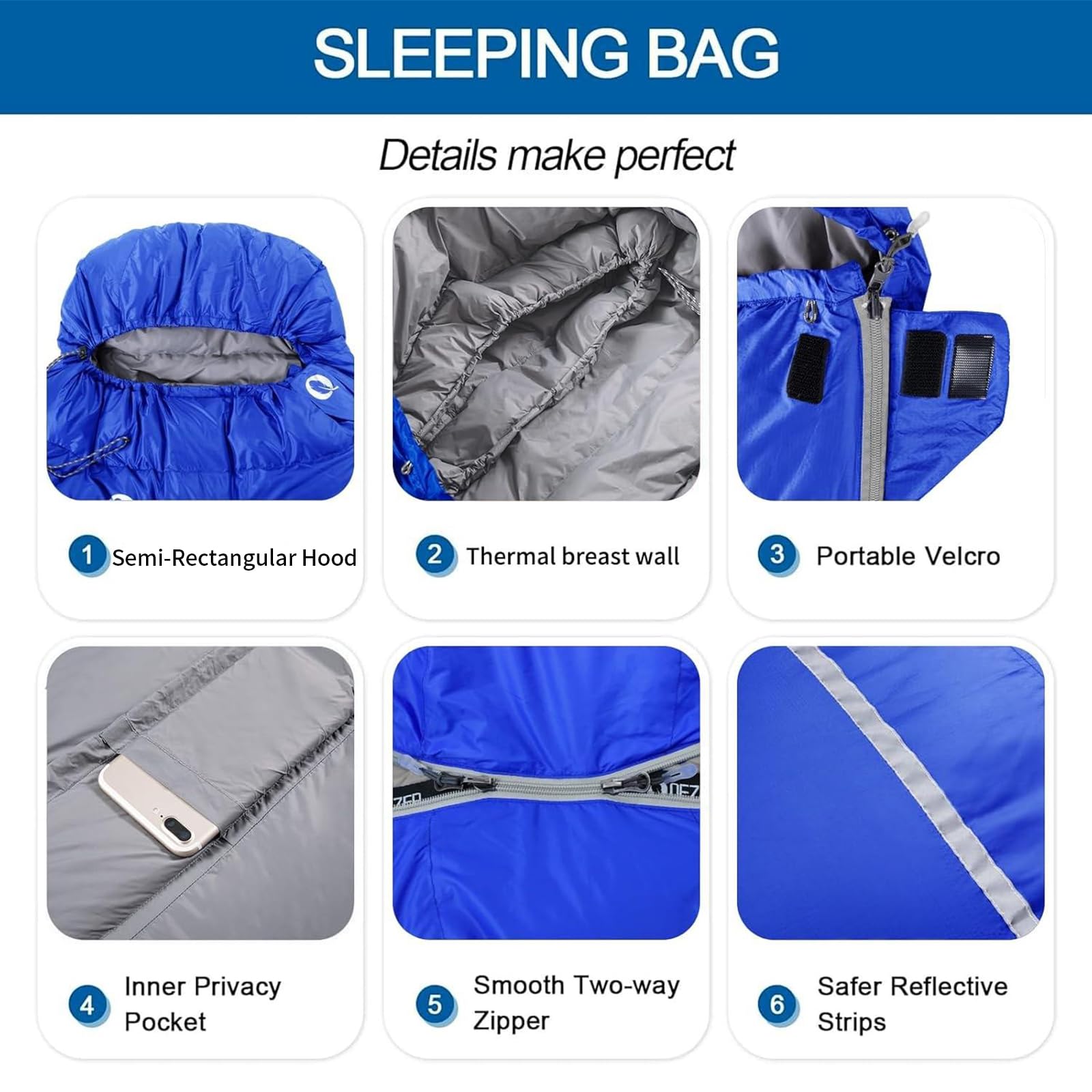 Qde-1200 Saco de Dormir Rectangular, Unisex