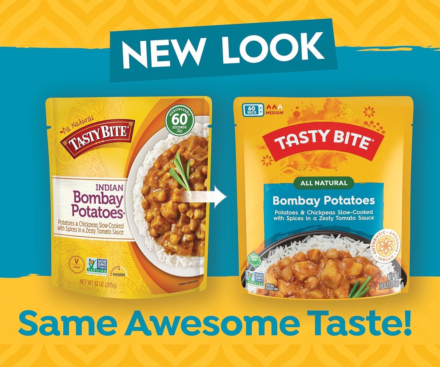 Tasty Bite Bombay Potatoes, 10 Ounce, Ready to Eat, Microwavable Entree, Vegan