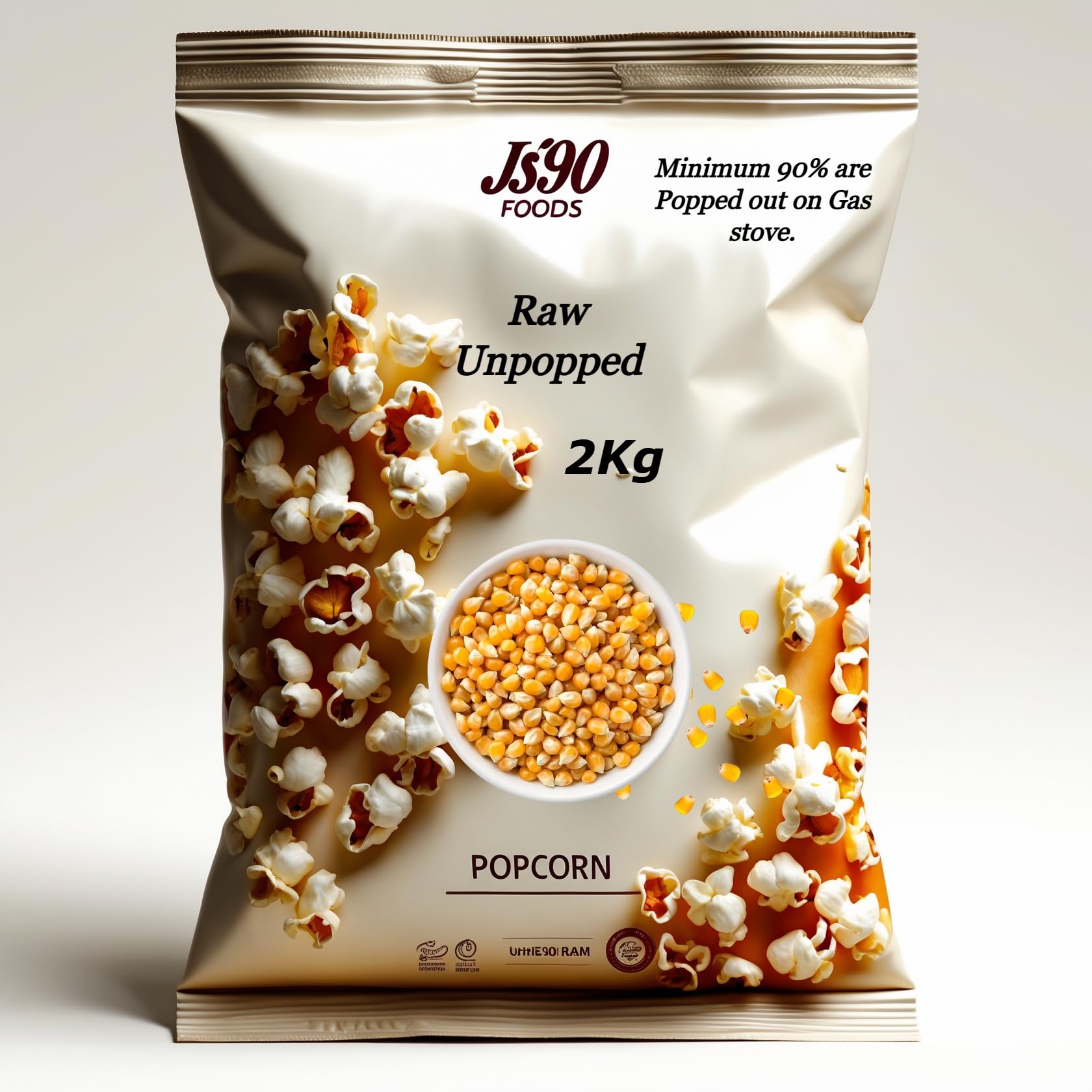 JS90 Foods Popcorn Kernels 2kg – Premium Unpopped Raw Makki, Ready to Fry & Pop, Non-GMO, Crunchy & Fluffy Popcorn for Snacking-picture-12