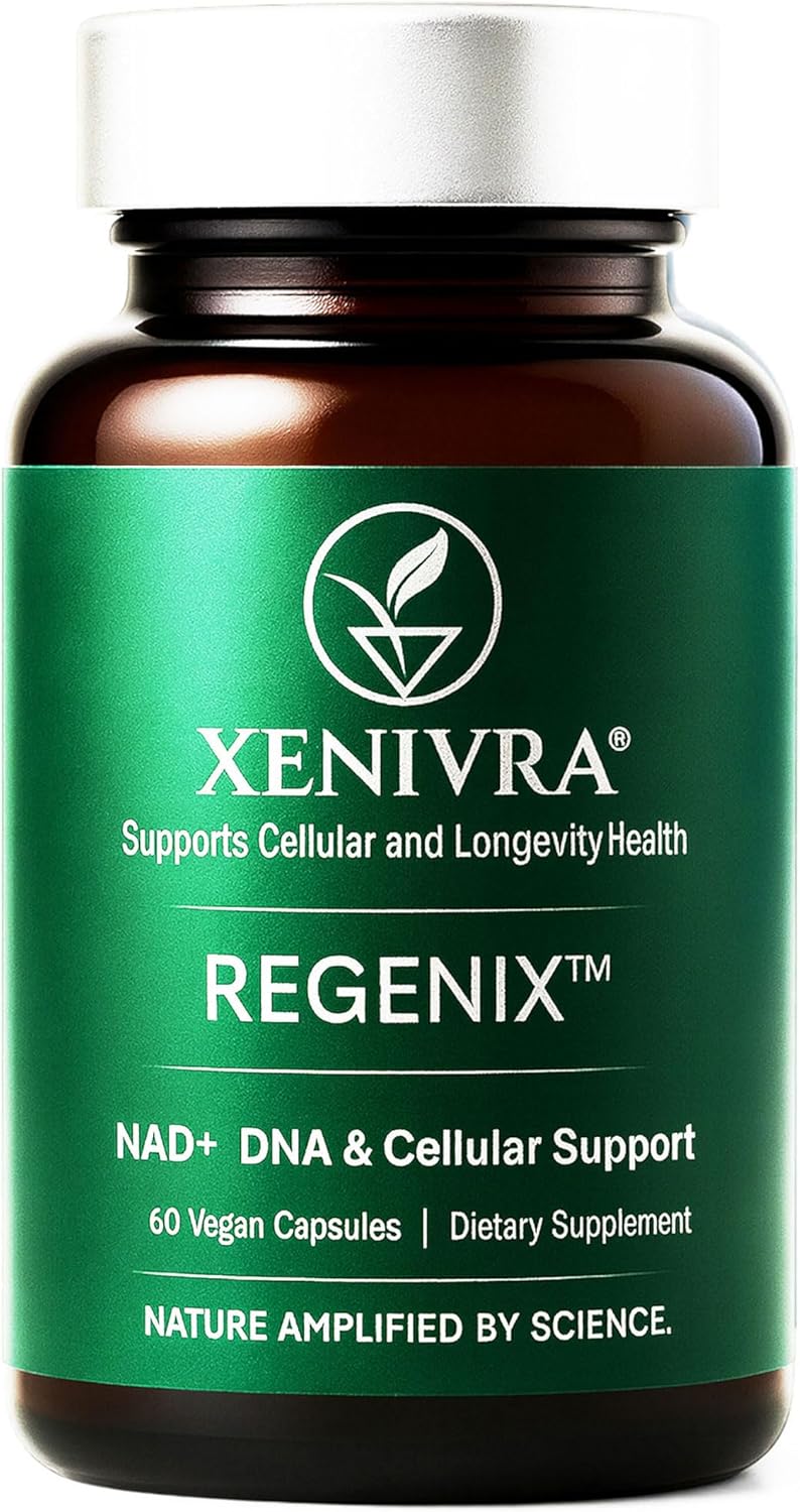 Xenivra Regenix™ NAD+ Supplement | NAD Booster with Nicotinamide Riboside (NR) | Cellular Energy & Healthy Aging | Resveratrol & CoQ10 | 60 Vegan Capsules