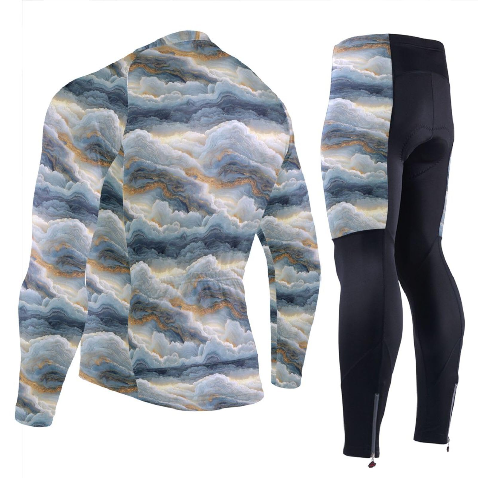 Radtrikot für kaltes Wetter, mit Taschen, winddicht, für Herren, lang, 3D-gepolstert