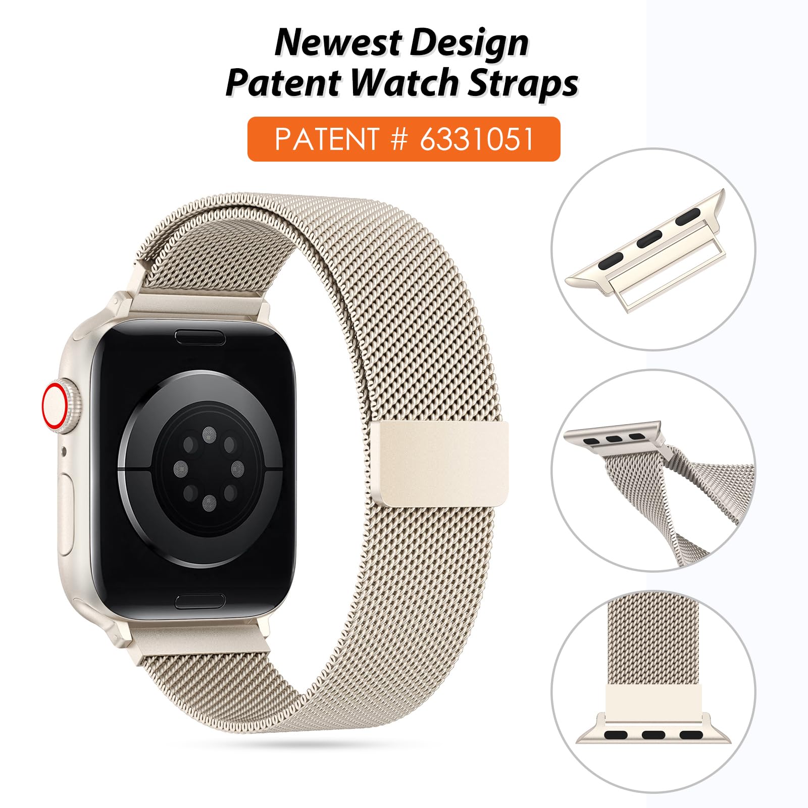 ORRLBB Strap Compatible with Apple Watch Straps Series 11 10 9 8 7 6 5 4 Ultra SE 3 2 49mm 46mm 45mm 44mm 42mm 41mm 40mm 38mm for Women Men Magnetic Clasp Adjustable Metal Bands for iWatch - Image 2