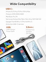 Vista 8 de CableCreation USB C a 3.5mm Cable de Audio con Cable de Carga USB, Cable Auxiliar para Coche, Tipo C a Jack Auxiliar para Auriculares, Estéreo