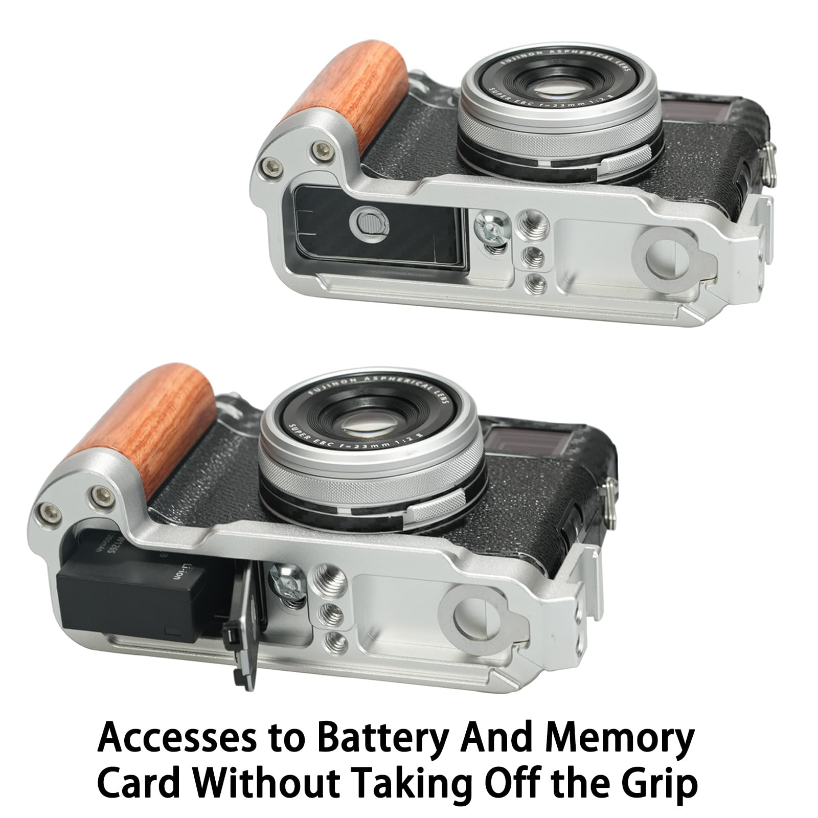 Poignée En Bois Pour Fujifilm X100V/X100VI - Style Rétro - Compatible Arca Swiss - Légère Et Ergonomique - Installation Facile