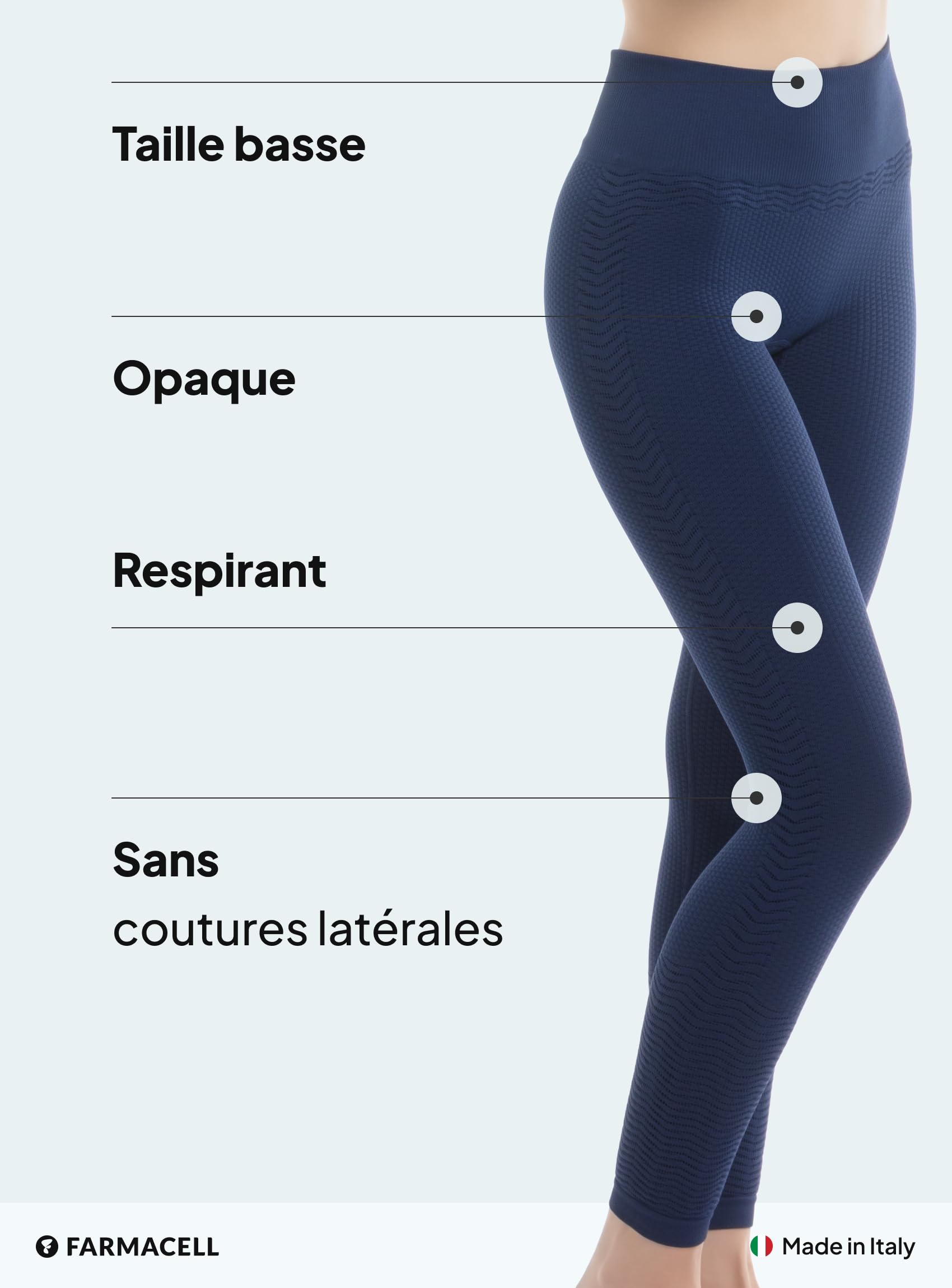 Farmacell Legging Femme Anti-Cellulite Effet Massant 3D et FIR, Made in Italy, 1109