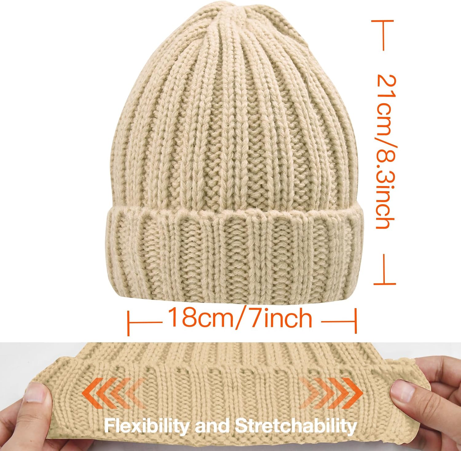 Rosoz Winter Hats for Women Warm Thick Soft Stretch Cable Knit Beanie Skully Cap for Cold Weather