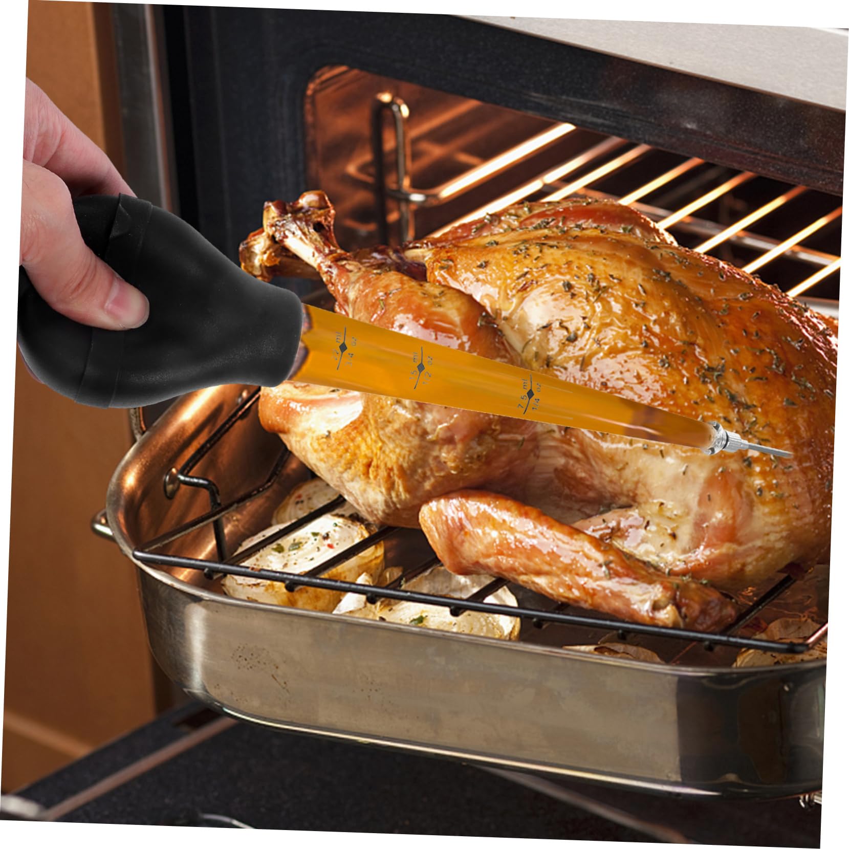 balacoo 1set Turkey Injector Seasoning Tool Convenient Kitchen Gadget for Moist Flavorful Meat for BBQ Camping Home Cooking Easy to Clean Grilled Food Injector