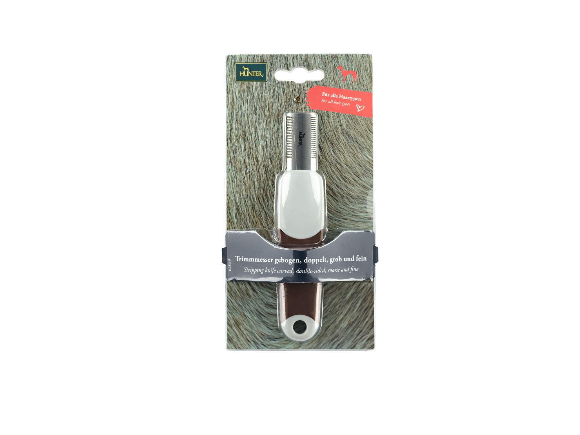 Hunter SPA Trimmesser gebogen, für Hunde, zweiseitig, 15,5 x 3 cm, doppelseitig
