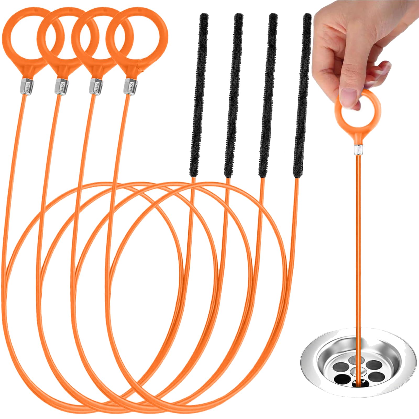 ZBIianxer 4Pieces Flexible Drain Spirals Kits Pipe Cleaner Tool for Hair Clog Removal in Bathroom Kitchen Efficient Tool Drain Cleaner