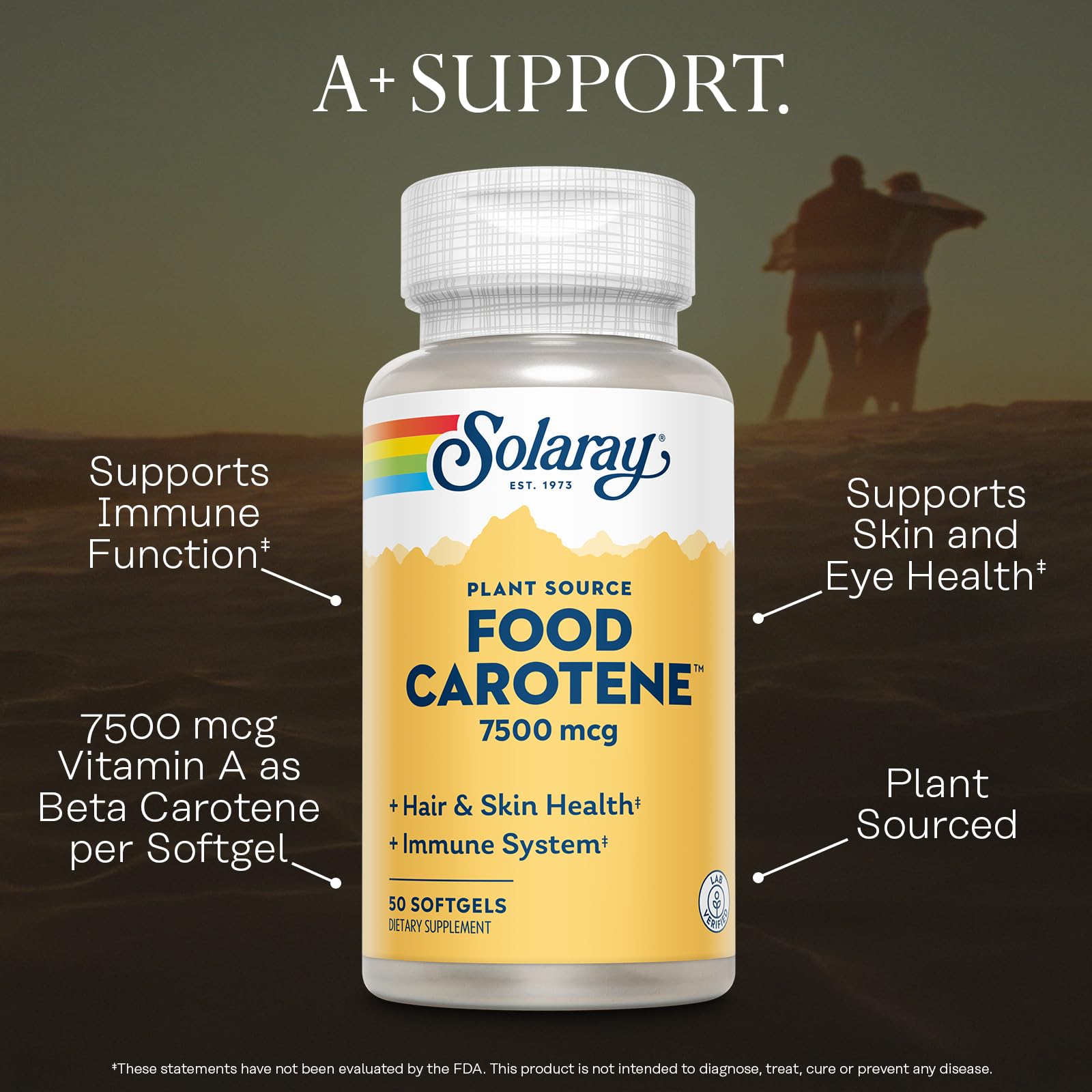 SOLARAY Food Carotene, Vitamin A as Beta Carotene 25000IU | Carotenoids for Healthy Skin & Eyes, Antioxidant Activity & Immune System Support | 50ct — Amazon image 3