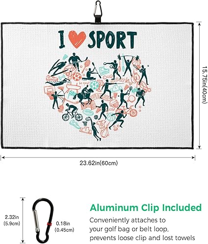 Miniatura 3 de SEVENBABU Golf Towels for Golf Bags with Clip - Funny Microfiber Waffle Pattern Golf Towel I Love Sport Healthy Exercise Golf Accessories for Men