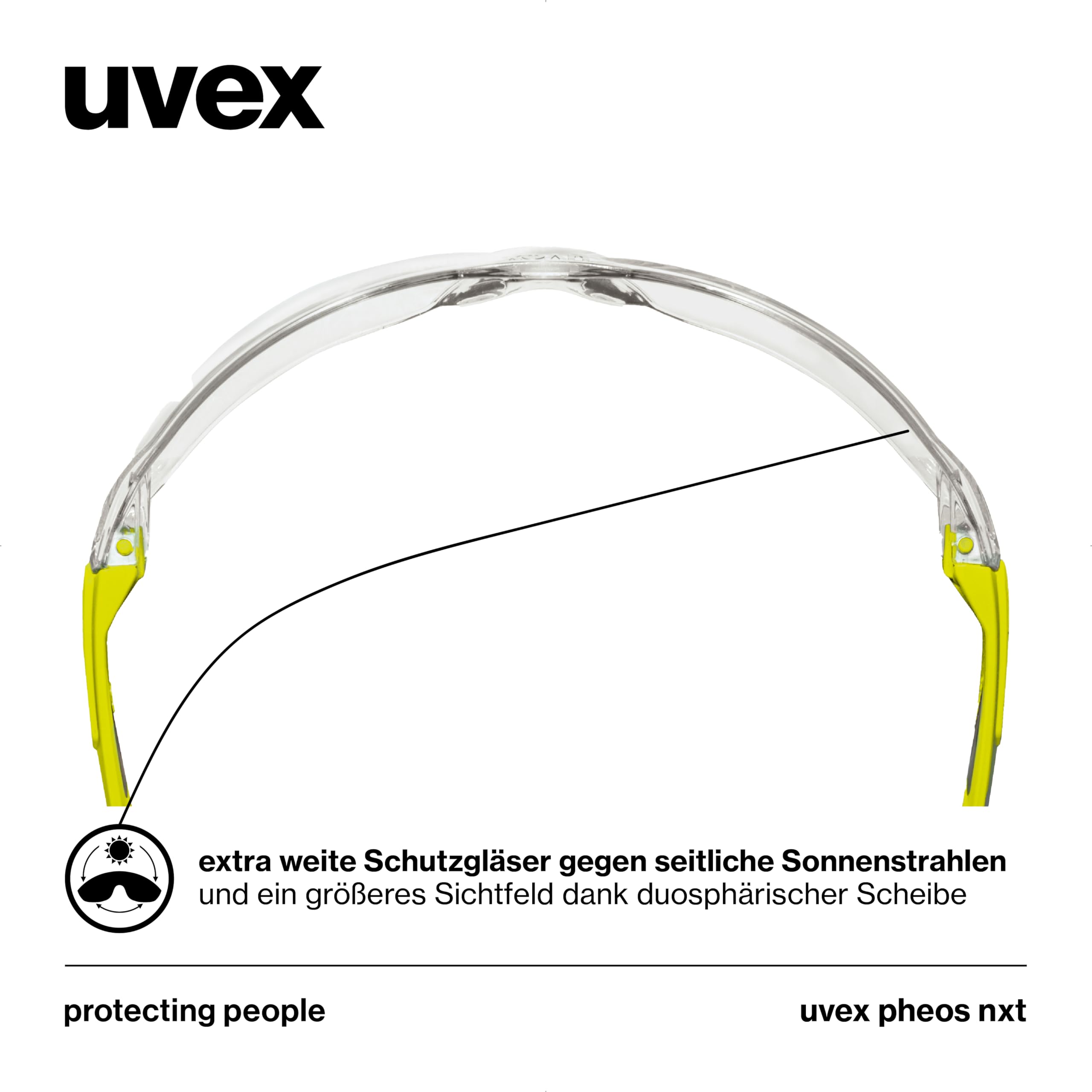 Uvex pheos nxt Lunettes de protection de qualité supérieure - Intérieur anti-buée - Extérieur extrêmement résistant aux rayures et aux produits chimiques