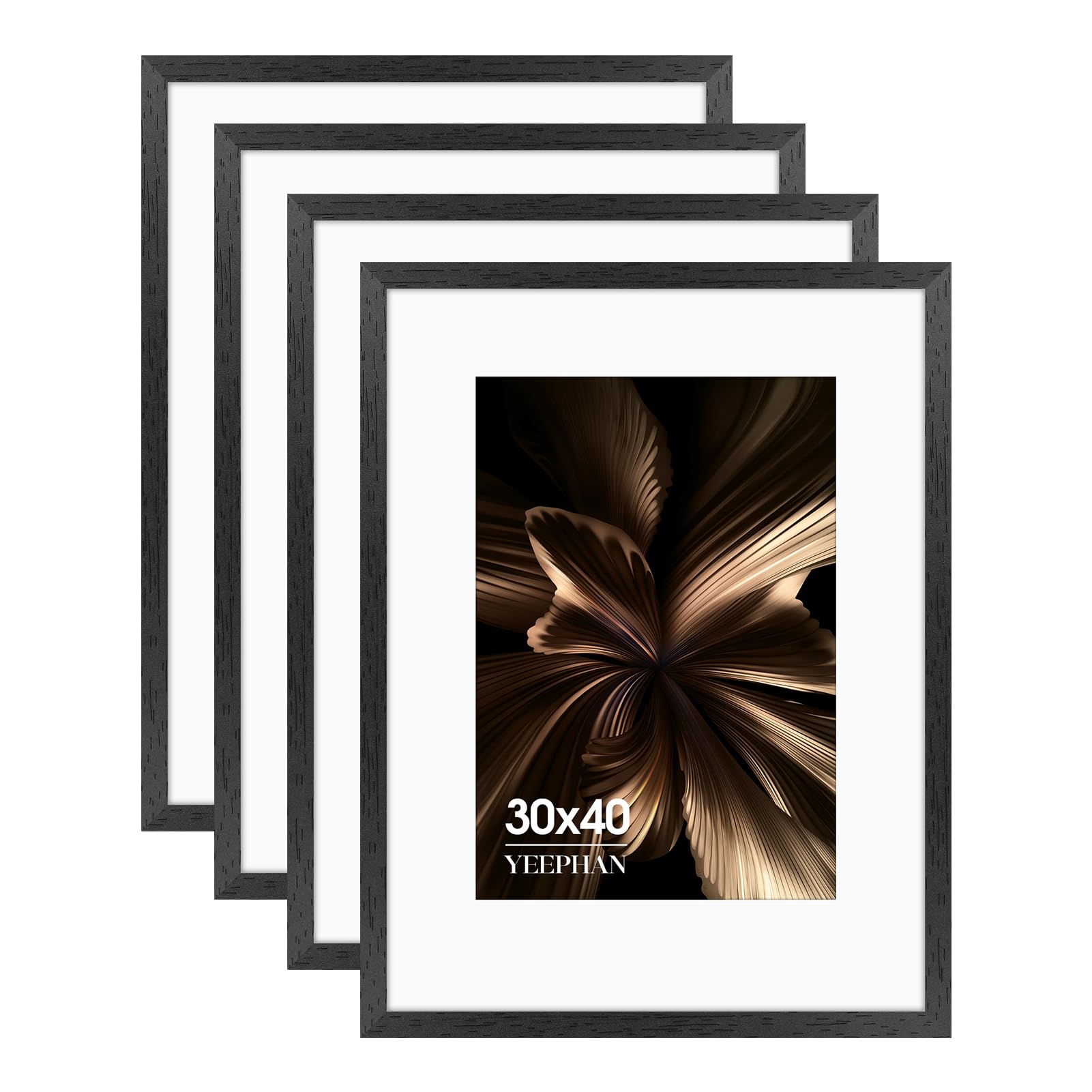 30x40 Picture Frame - 30x40 Frames with Mount for A4 Prints, Black