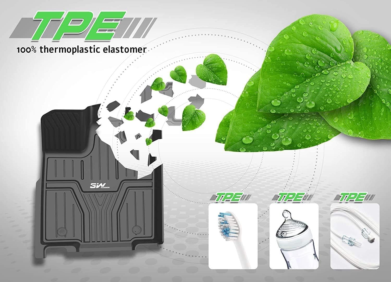 TOP оƒƒERS 3W Floor Mats Compatible for Mercedez Benz GLB 2020-2021 TPE All Weather Custom Fit Floor Liner for Mercedez Benz GLB 1st & 2nd Row Full Set Car Liners Black