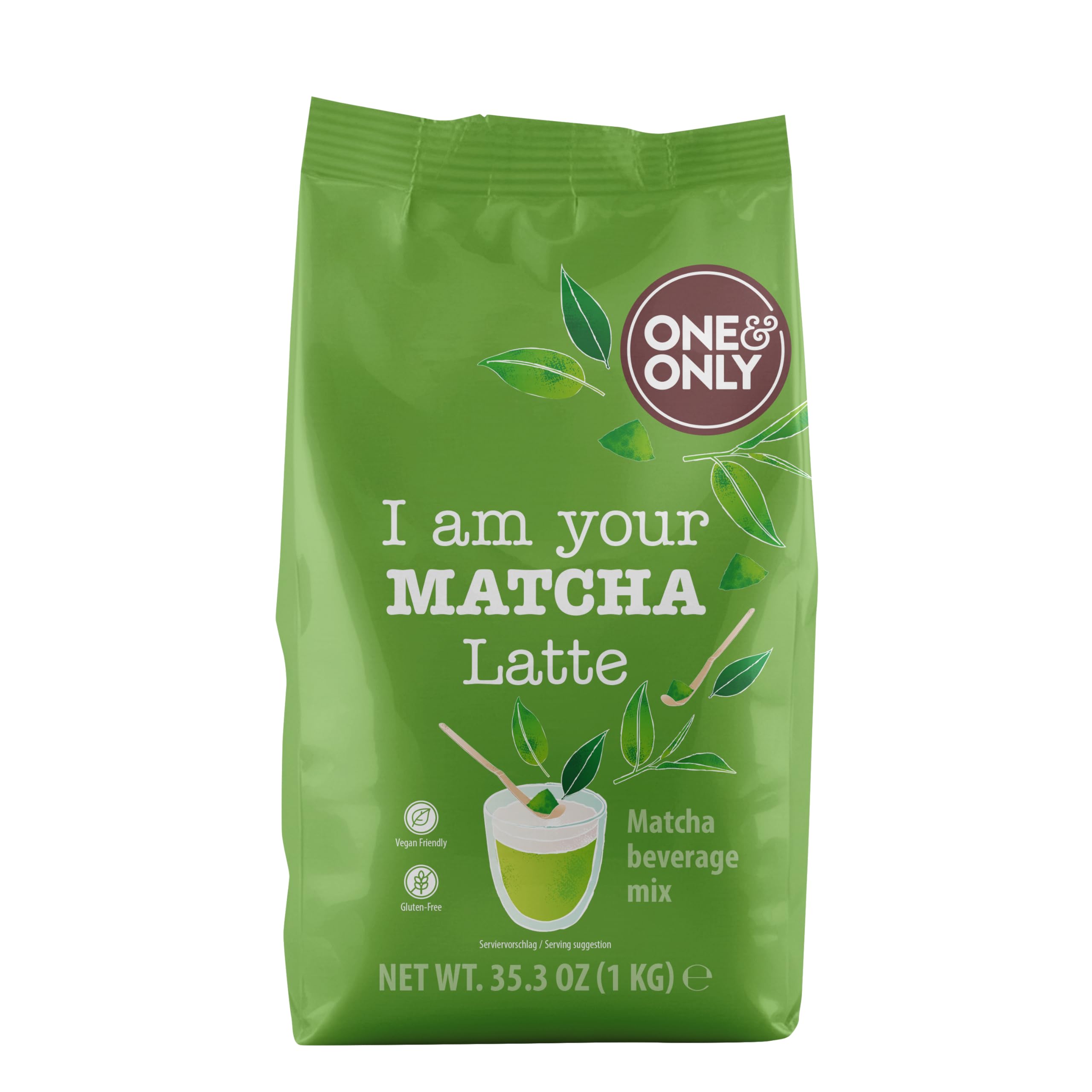 One&Only Matcha Latte Powder 1 kg - Typisch herber Geschmack mit Süße abgemildert, mit 15% Matcha ideal für alle Matcha-Einsteiger