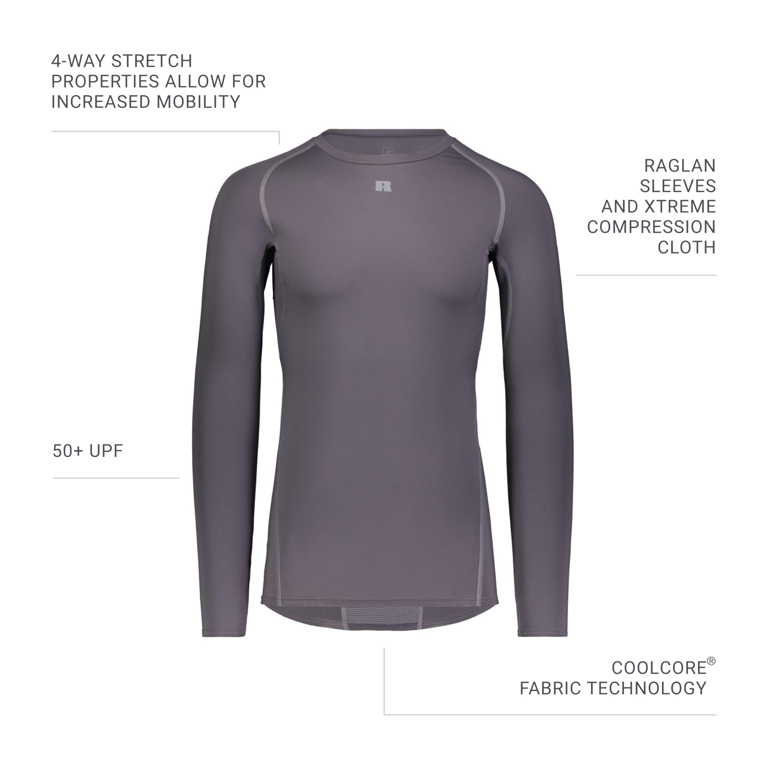 Russell Athletic Coolcore T-Shirt de Compression À Manches Longues Chemise Homme