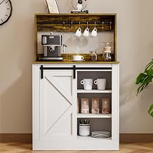 Small Buffet Cabinet with Storage, Sliding Barn Doors Kitchen Buffet Sideboard, Wood Coffee Bar Storage Cabinets with Adjustable Shelf for Kitchen,Dining Room,Entryway