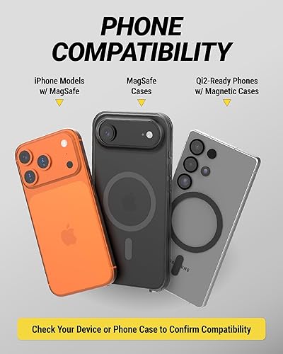 Miniatura 10 de Scosche MPQTRDV Qi2 MagSafe - Cargador de coche de 25 W de carga inalámbrica rápida para ventilación o tablero, soporte magnético para teléfono